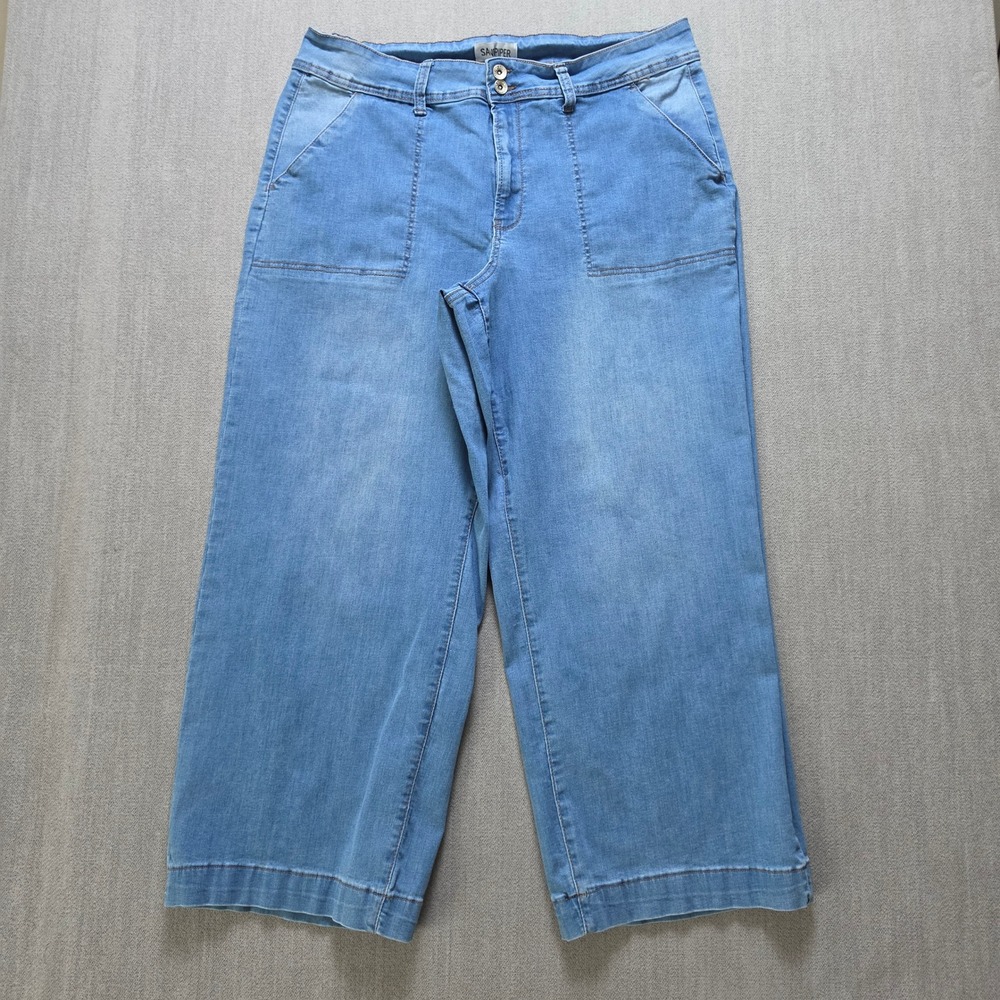 Sandpiper Wide Leg Jeans Womens 22W Light Blue High Rise Patch Pocket Denim